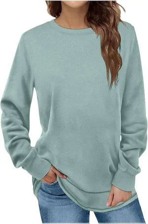 Sweatshirt For Women Casual Long Sleeve Crew Neck Tunic Shirts Casual Soft Pullover Tops Fall Clothes 2023