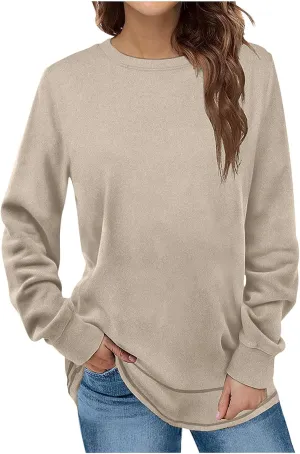 Sweatshirt For Women Casual Long Sleeve Crew Neck Tunic Shirts Casual Soft Pullover Tops Fall Clothes 2023