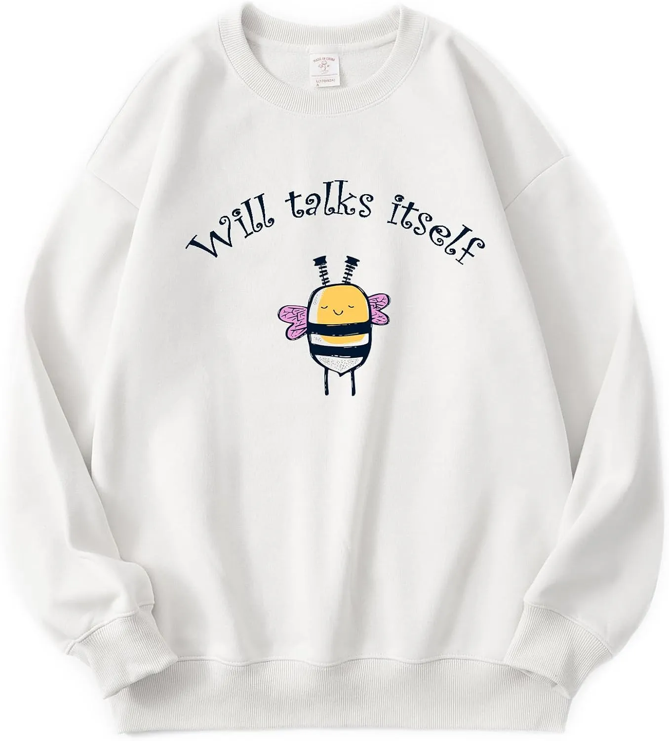 TeenFighter Loose fit Soft Velvet Lining Crewneck Graphic Sweatshirt for Women - Girls Fleece Lined Pullover Shirts