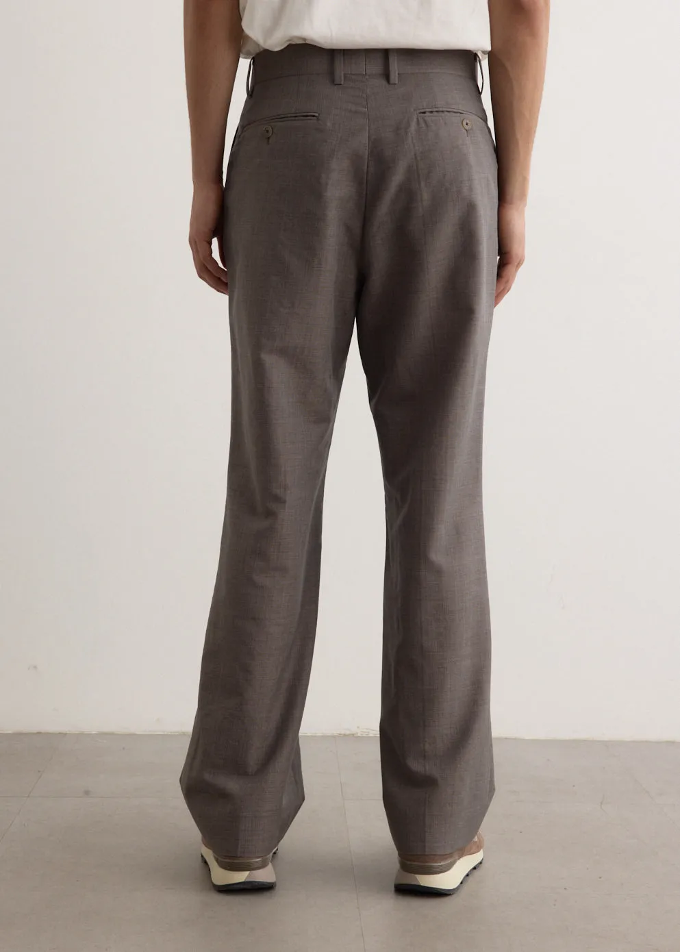 Tropical Wool Kid Mohair One-Tuck Slacks