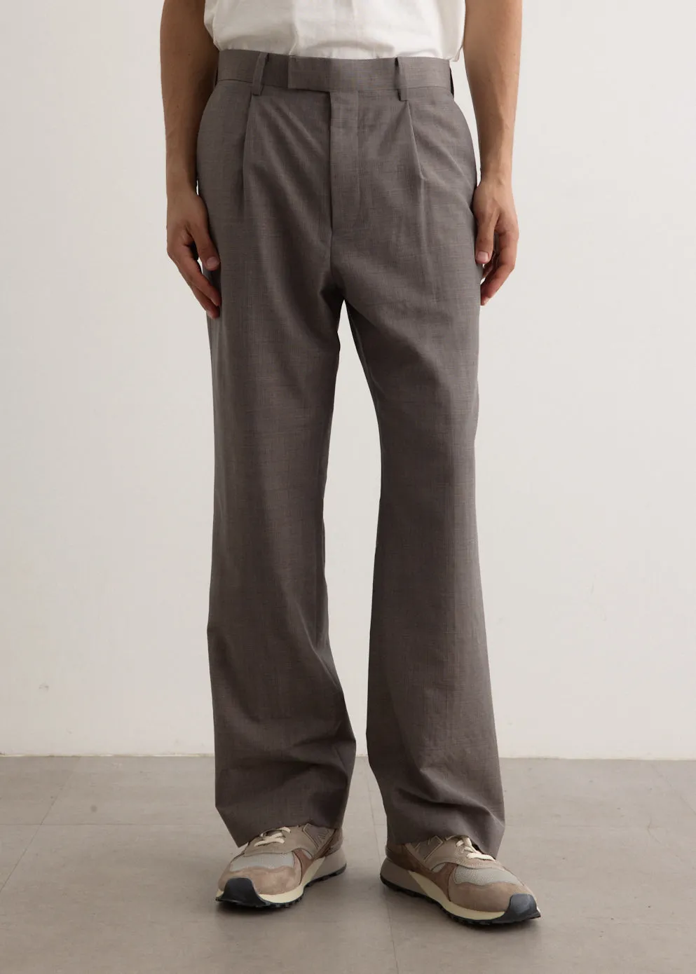 Tropical Wool Kid Mohair One-Tuck Slacks