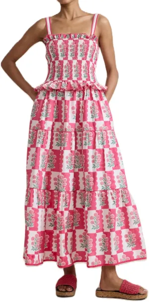 UAURORAO Women Floral Smocked Maxi Dress Frill Ruffle Tiered Flower Long Dresses Boho Flowy Vacation Beach Sundresses