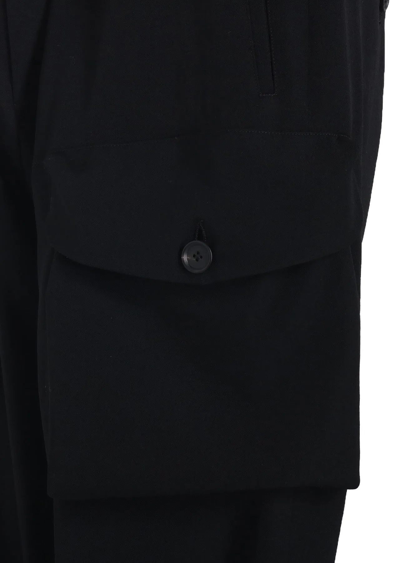 WASHER WOOL GABARDINE WAIST-STRING POCKET PANTS