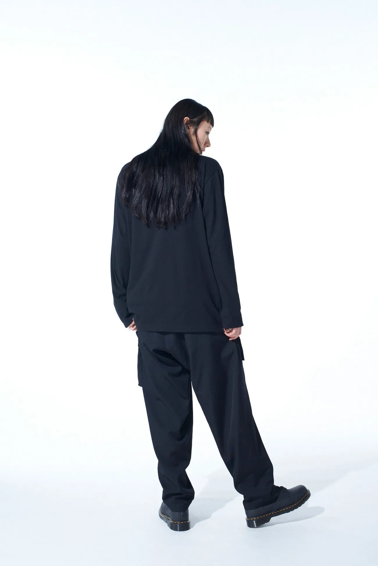 WASHER WOOL GABARDINE WAIST-STRING POCKET PANTS