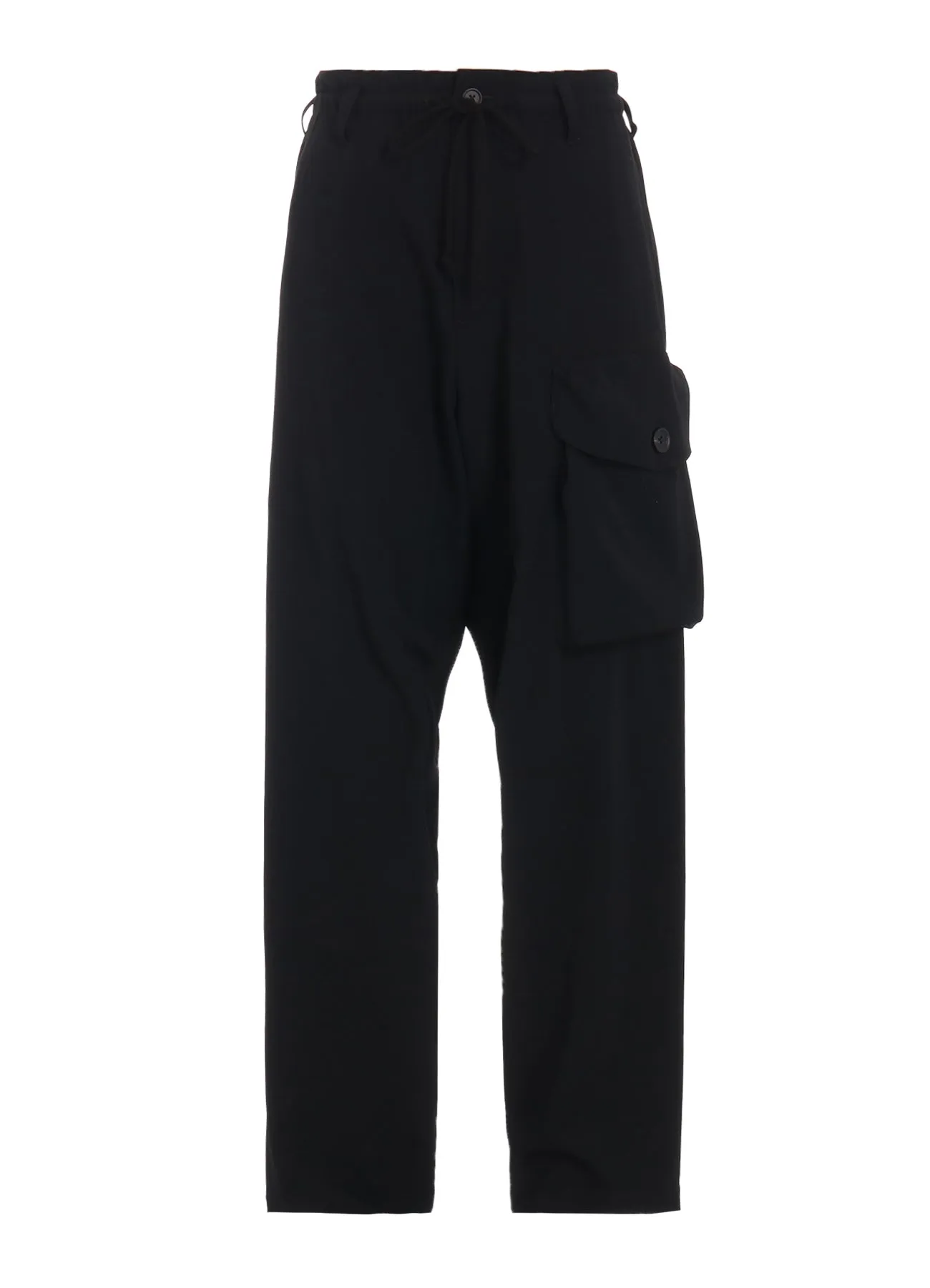 WASHER WOOL GABARDINE WAIST-STRING POCKET PANTS
