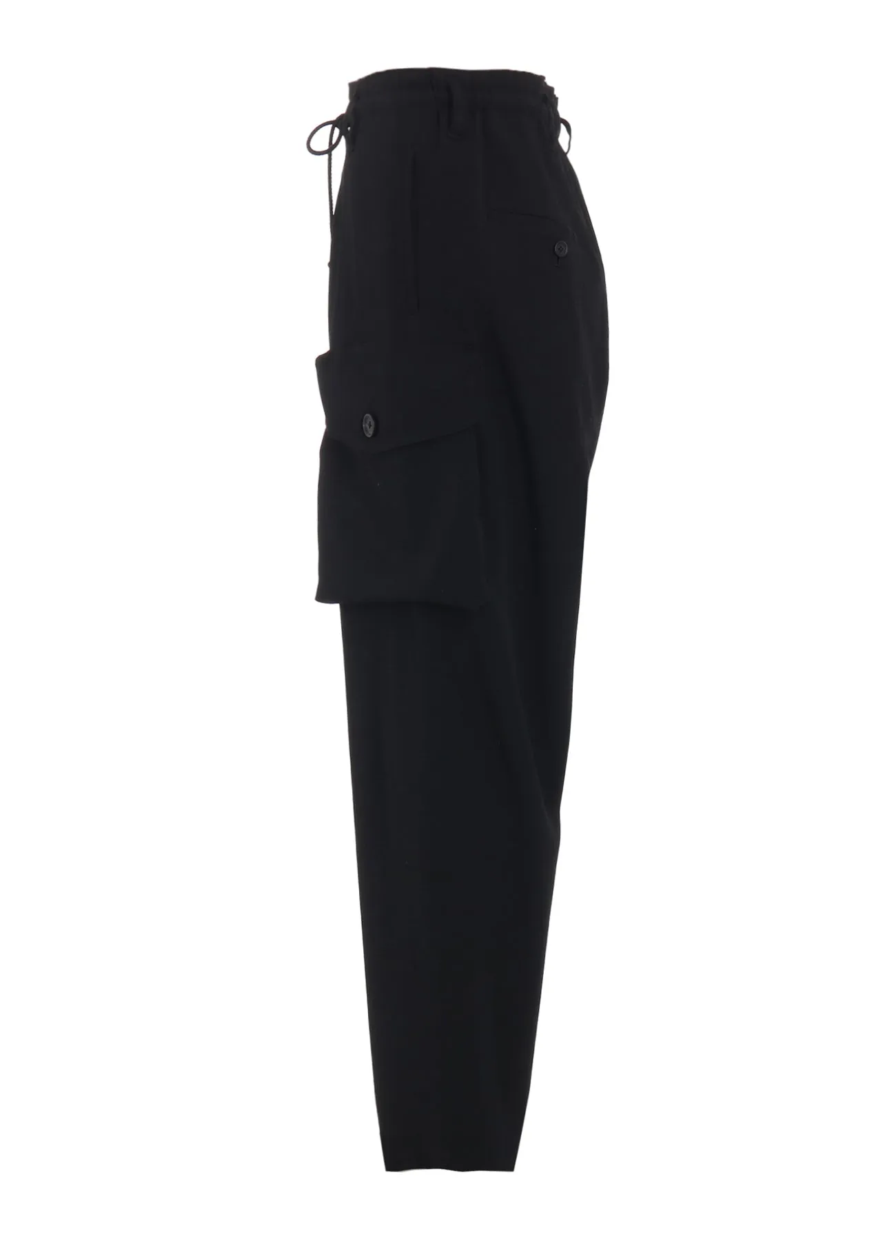 WASHER WOOL GABARDINE WAIST-STRING POCKET PANTS