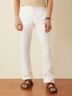 White Plain Linen Trousers