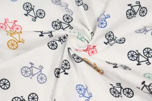 White Printed Cotton Poplin Fabric