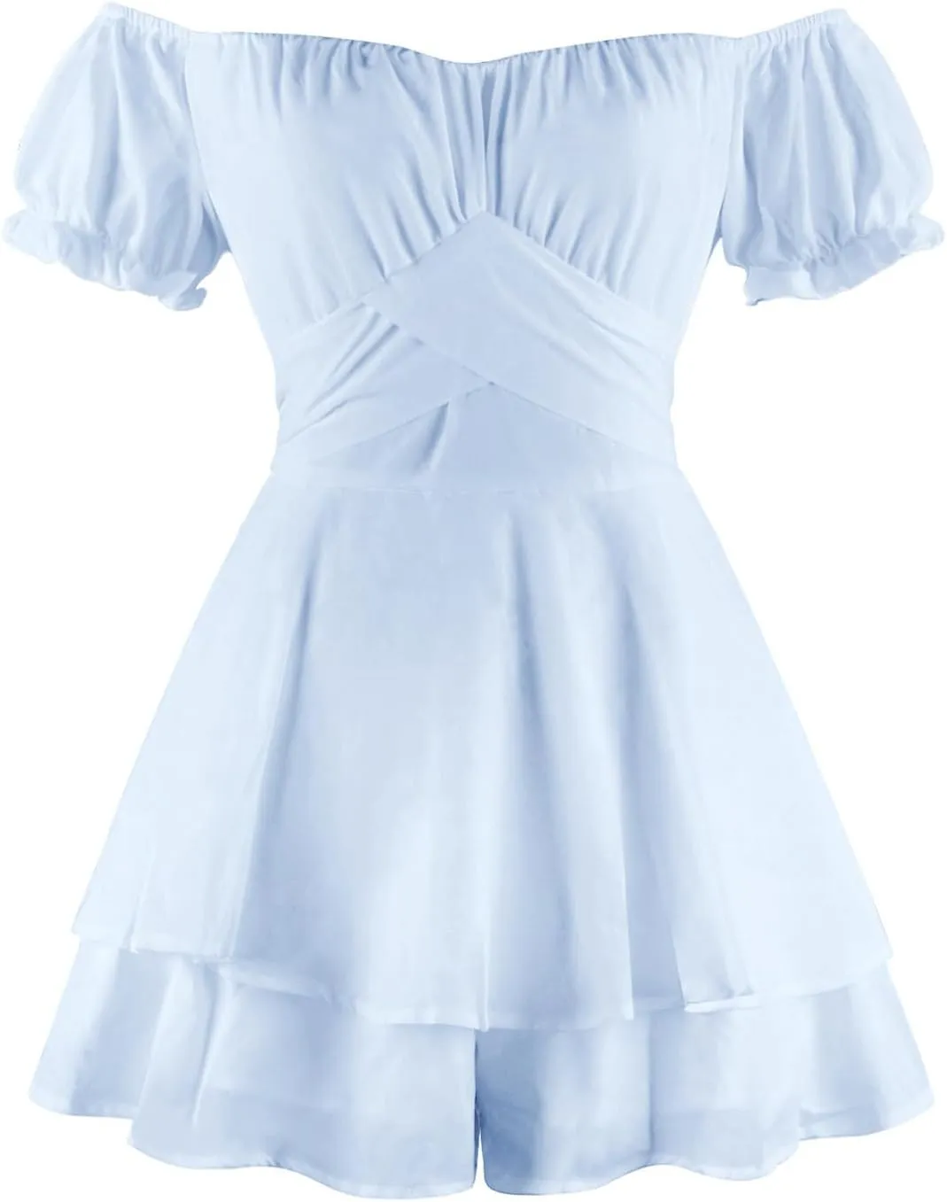 Women Off The Shoulder Mini Dresses Sexy Strapless Ruffle Hem Flowy Sundress Hawaiian Beach Vacation Dresses Fairy Dresses