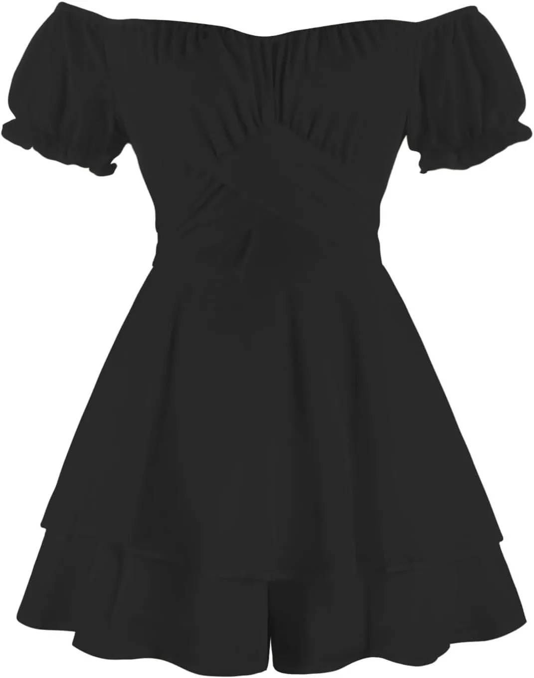 Women Off The Shoulder Mini Dresses Sexy Strapless Ruffle Hem Flowy Sundress Hawaiian Beach Vacation Dresses Fairy Dresses