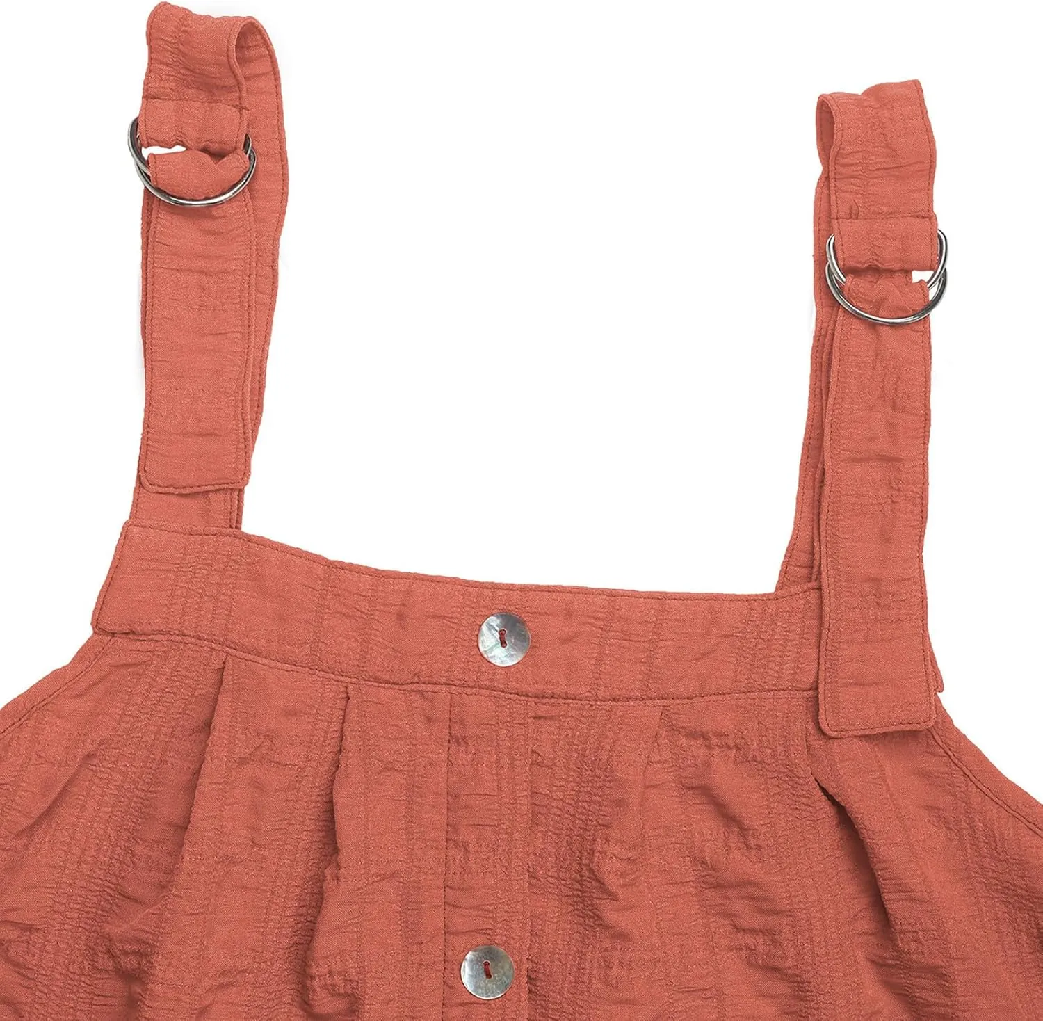 Women Summer Overall Dress Adjustable Spaghetti Strap Mini Dresses Casual Textured Sleeveless Ruffle Beach Sundress