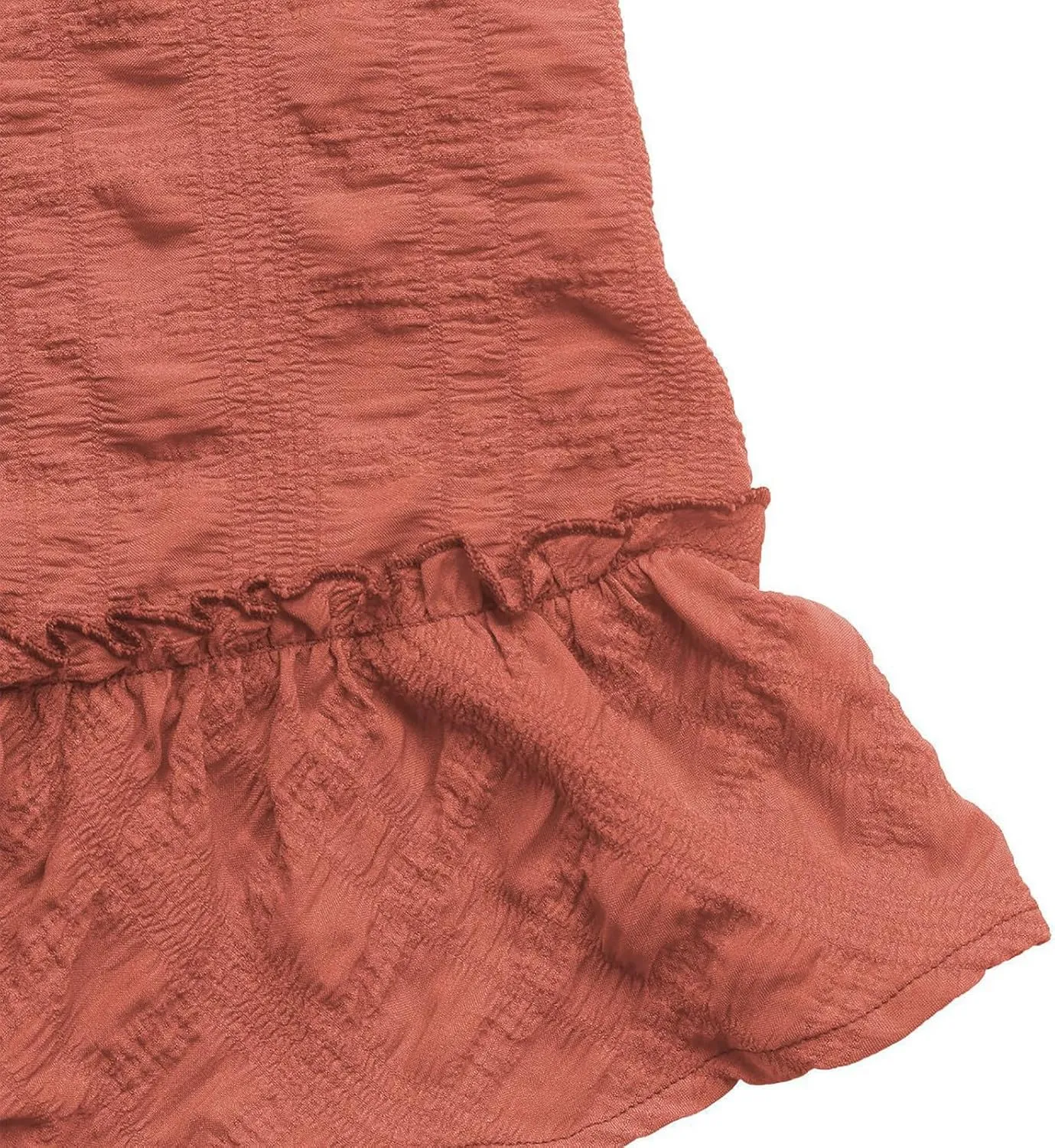 Women Summer Overall Dress Adjustable Spaghetti Strap Mini Dresses Casual Textured Sleeveless Ruffle Beach Sundress