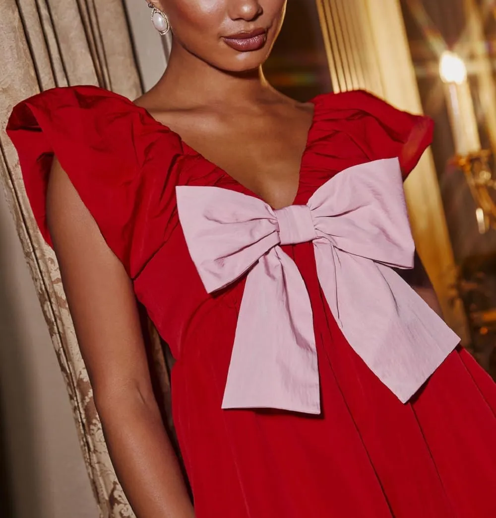 Women Y2K Bow Babydoll Mini Dress Spaghetti Strap Ruffle Sundress Flowy Sling Dress Graphic Going Out Dresses