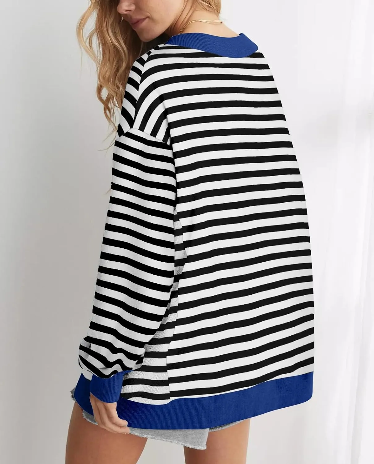 Womens Oversized Sweatshirt V Neck Loose Soft Long Sleeve Pullover Tops Fashion Hoodies Lightweight Clothes