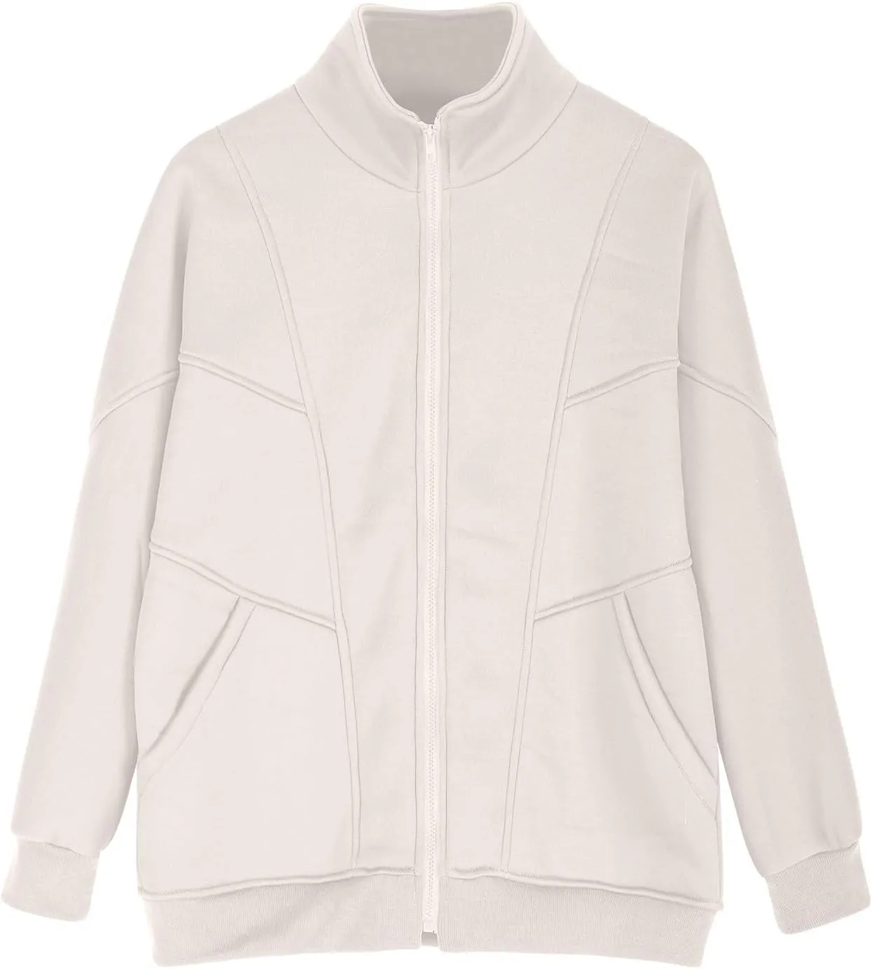 Womens Oversized Sweatshirts Jacket Zip Up Long Sleeve Fleece Y2K Jacket Pockets 2024 Fall Outfits Fashion Clothes