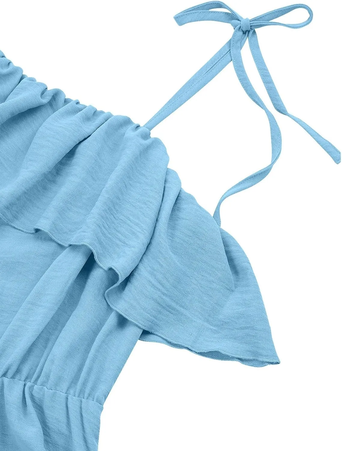 Women's Summer Dress One Shoulder Ruffle Sleeveless Empire Waist Wedding Guest Dresses Ruched A Line Flowy Sundresses