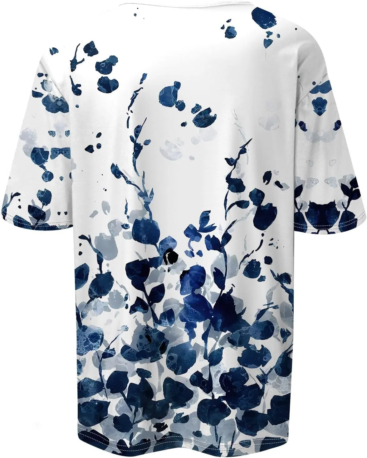 Womens Summer Tops Elbow Sleeve Tops Women Button Down T Shirts Scoop Neck Striped Floral Blouses Dressy Casual