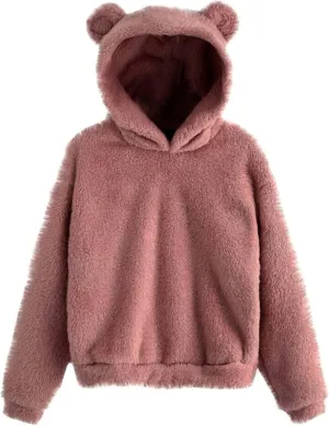 Womens Velvet Long Sleeve Sweatshirt Cute Hoodie Loose Baggy Shirts Funny Soft Comfy Fall Winter Outfits