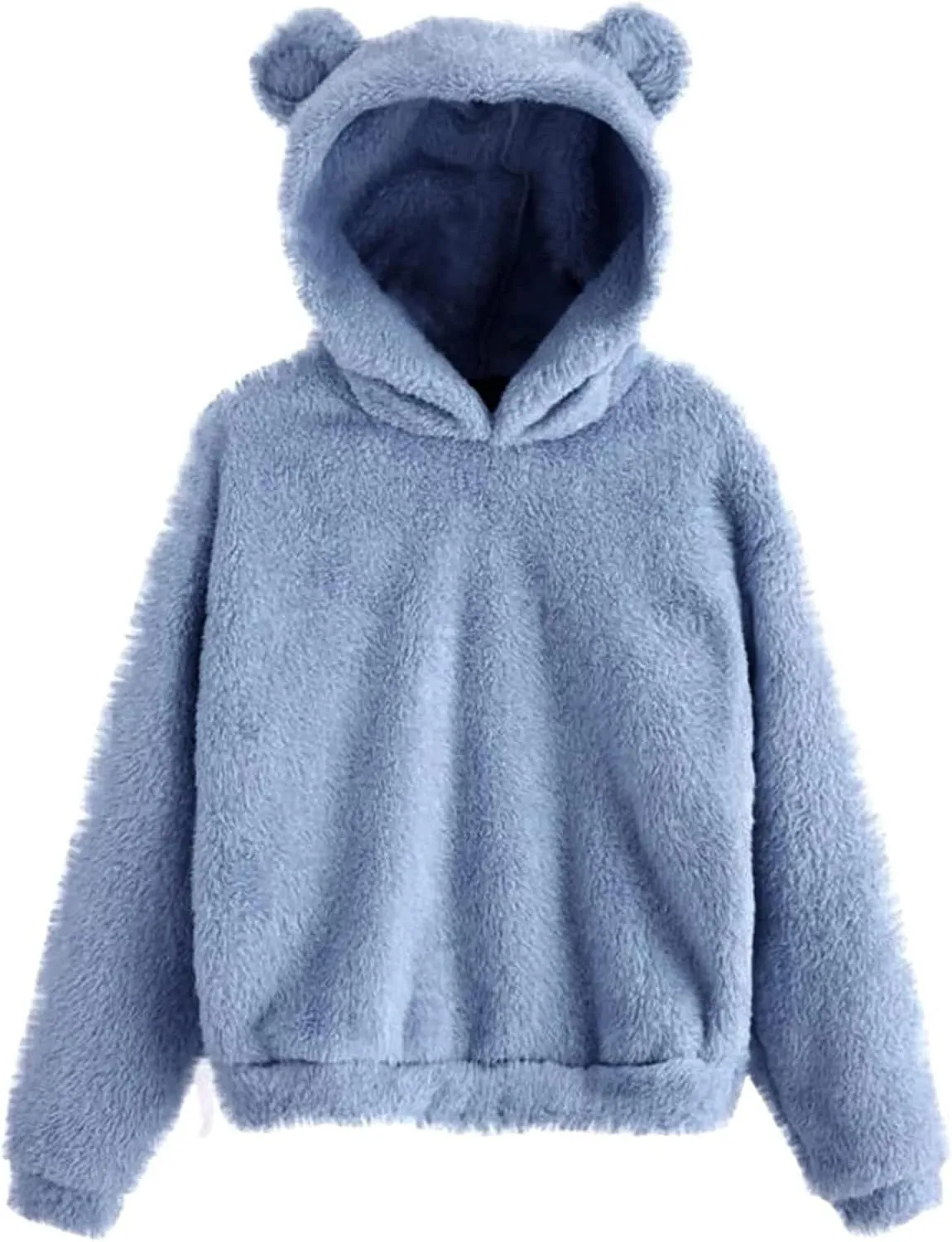 Womens Velvet Long Sleeve Sweatshirt Cute Hoodie Loose Baggy Shirts Funny Soft Comfy Fall Winter Outfits