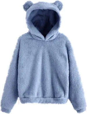 Womens Velvet Long Sleeve Sweatshirt Cute Hoodie Loose Baggy Shirts Funny Soft Comfy Fall Winter Outfits