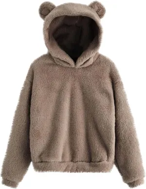Womens Velvet Long Sleeve Sweatshirt Cute Hoodie Loose Baggy Shirts Funny Soft Comfy Fall Winter Outfits