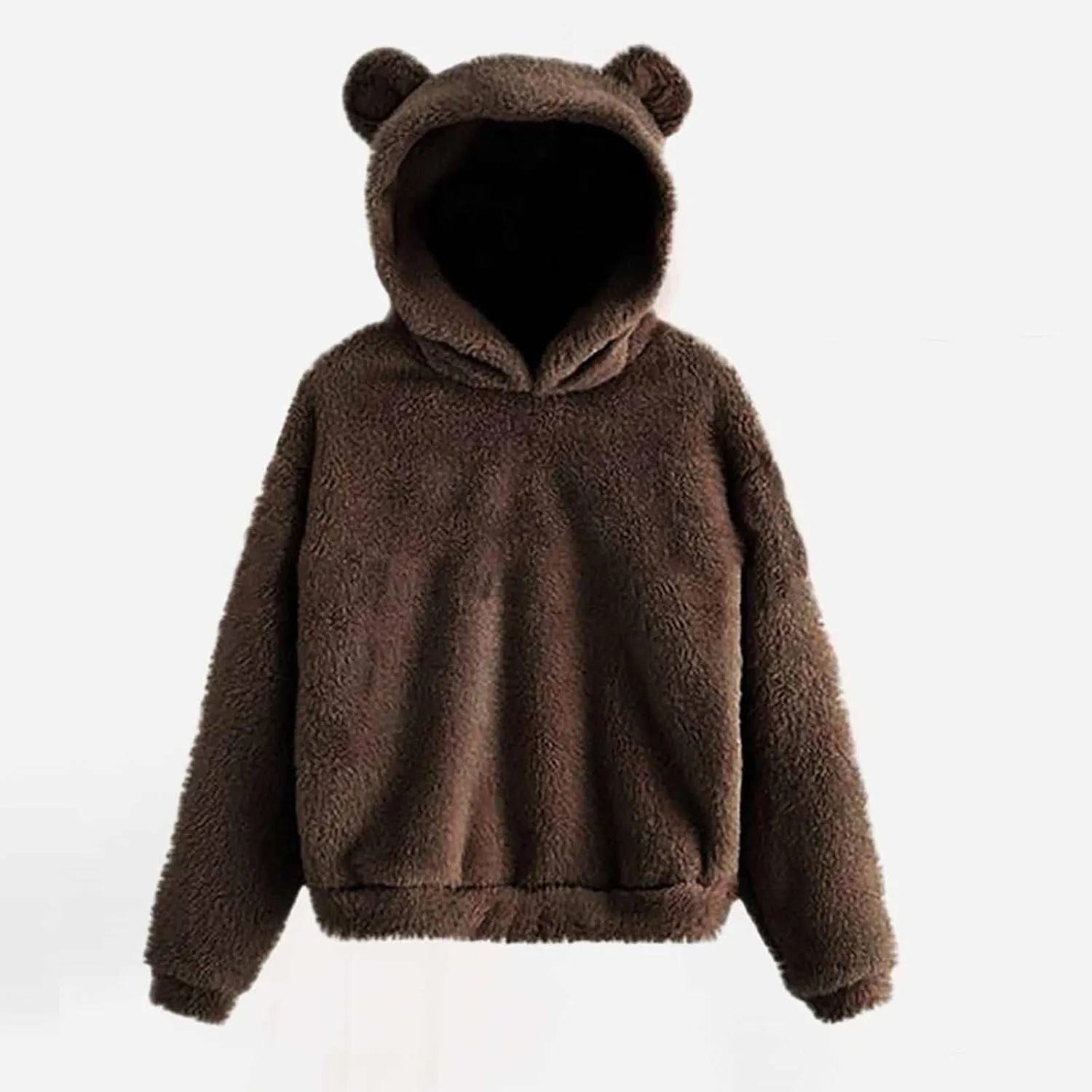 Womens Velvet Long Sleeve Sweatshirt Cute Hoodie Loose Baggy Shirts Funny Soft Comfy Fall Winter Outfits