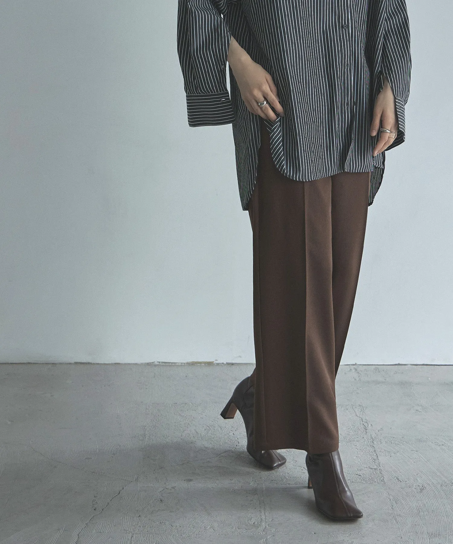 Wool like wide slacks pants
