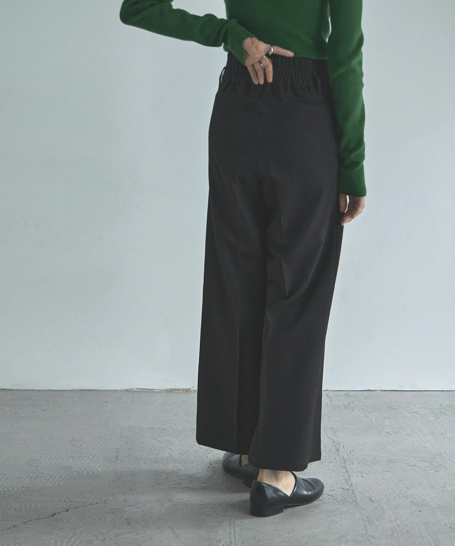 Wool like wide slacks pants