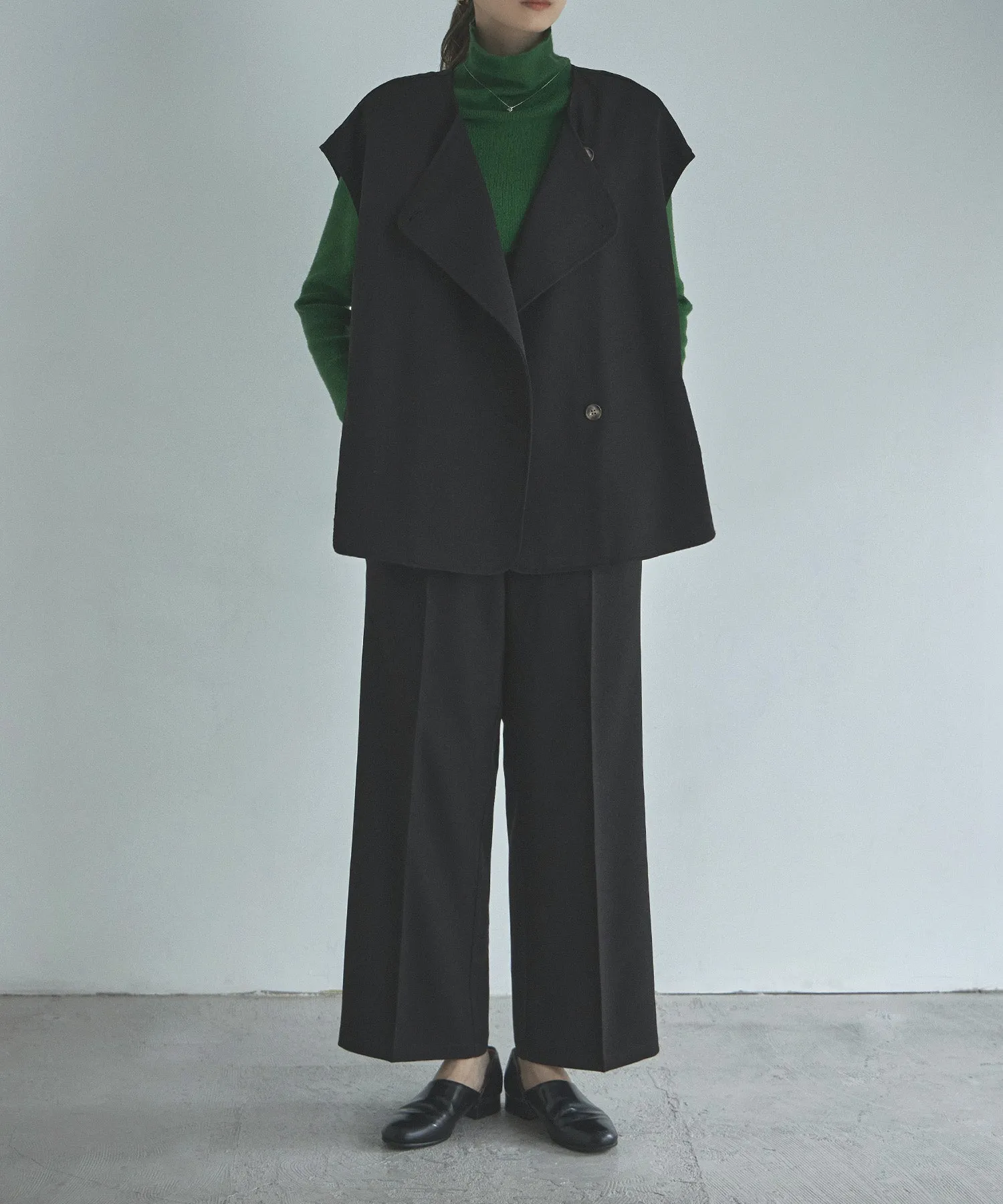 Wool like wide slacks pants