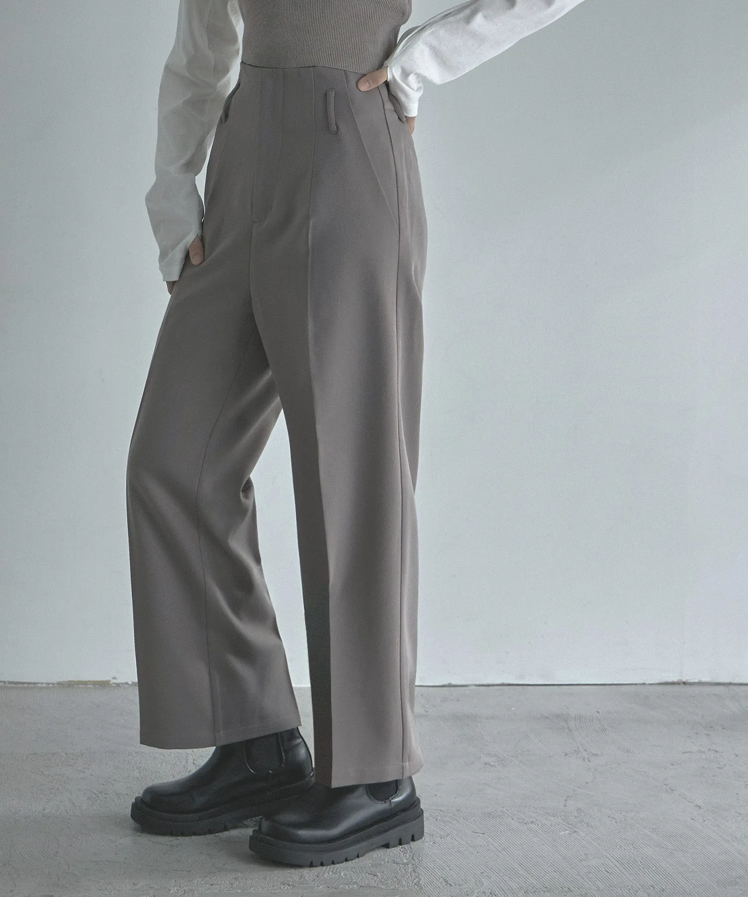 Wool like wide slacks pants
