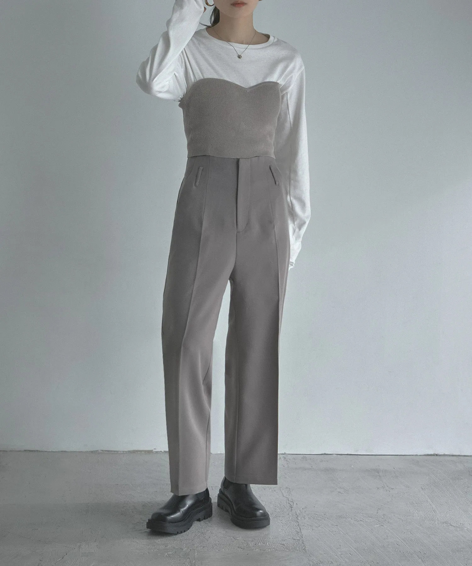 Wool like wide slacks pants