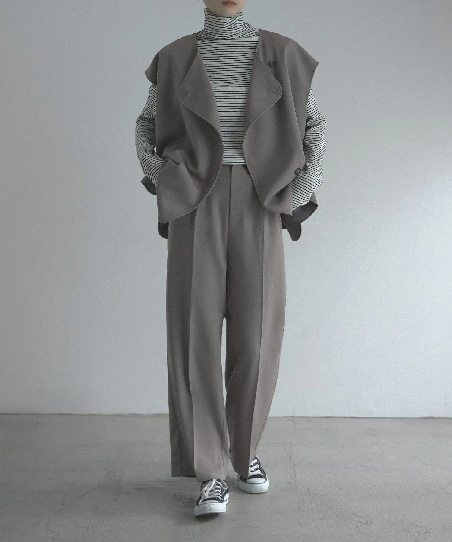 Wool like wide slacks pants
