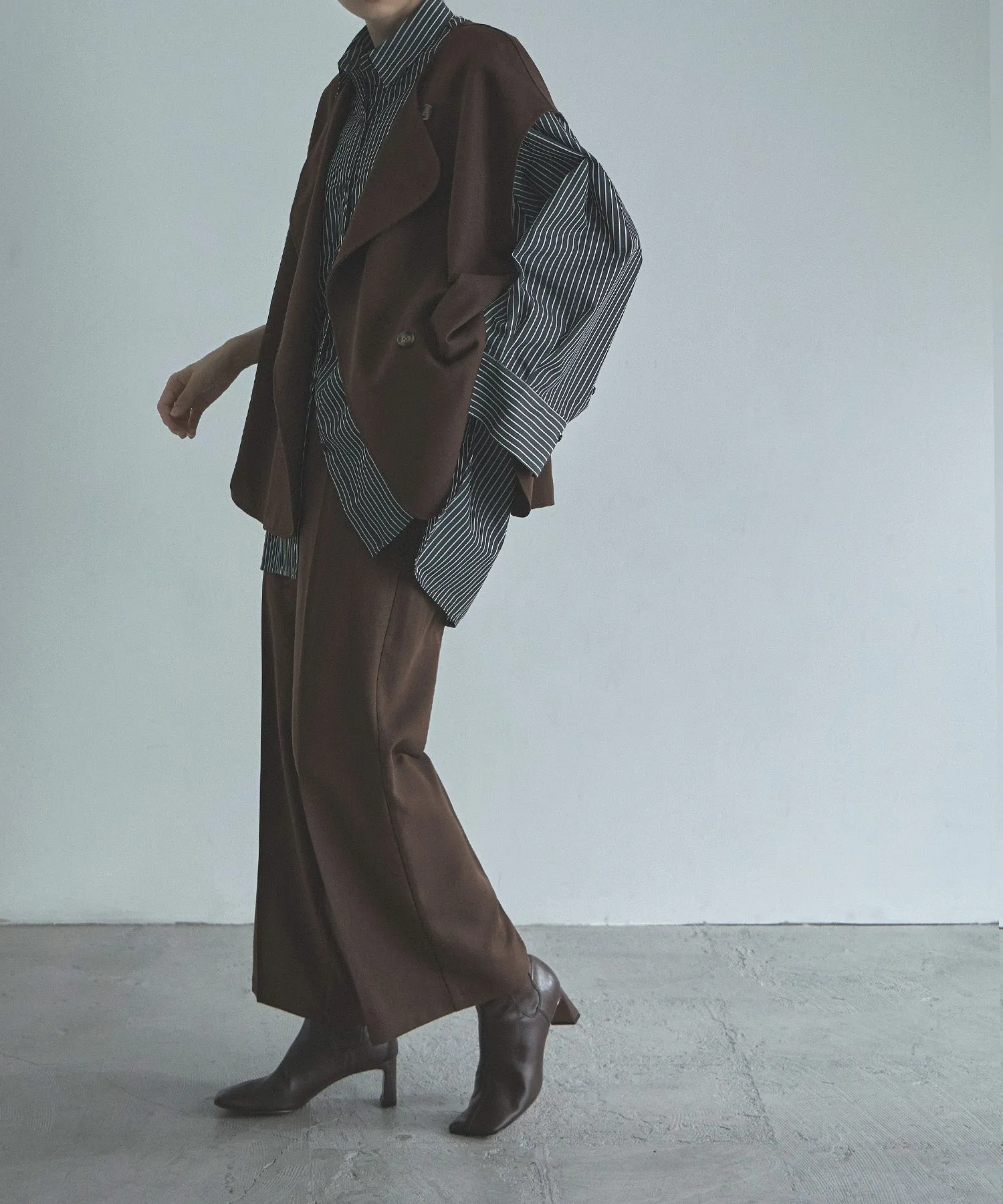 Wool like wide slacks pants