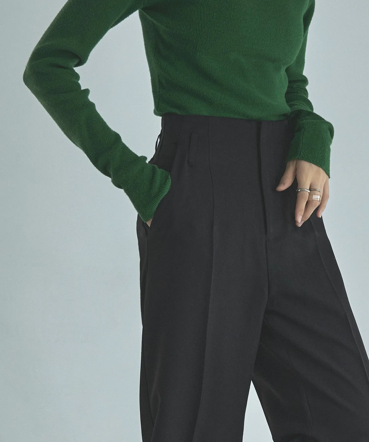 Wool like wide slacks pants