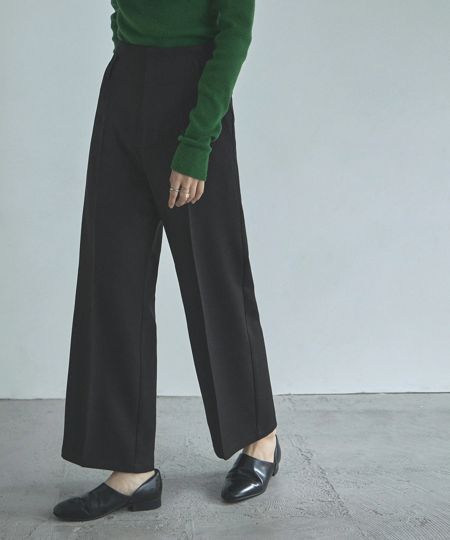 Wool like wide slacks pants