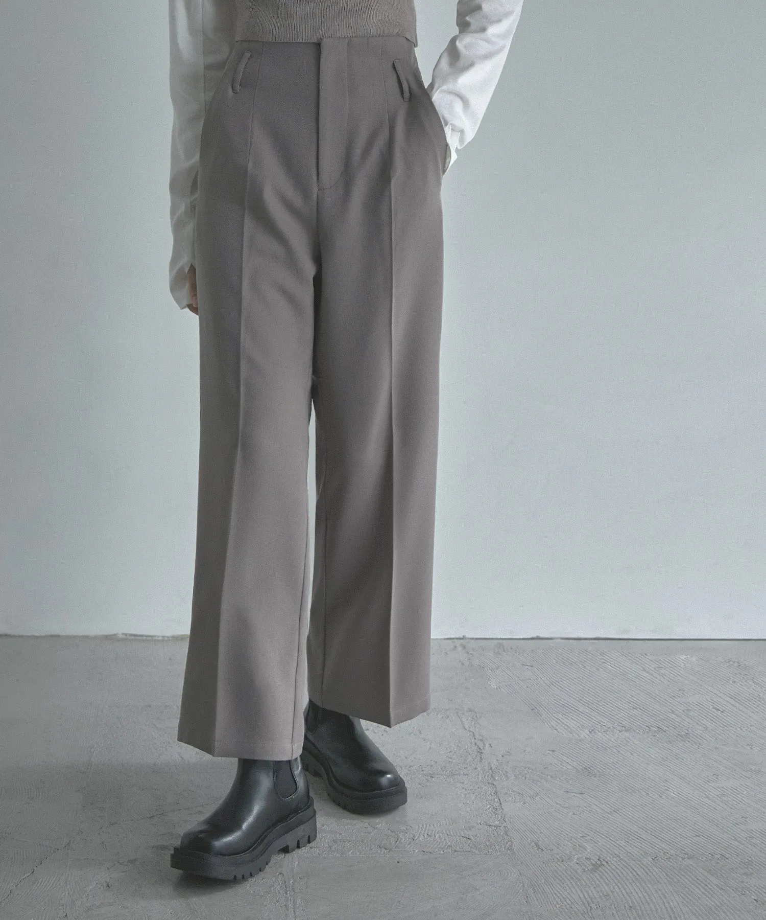 Wool like wide slacks pants