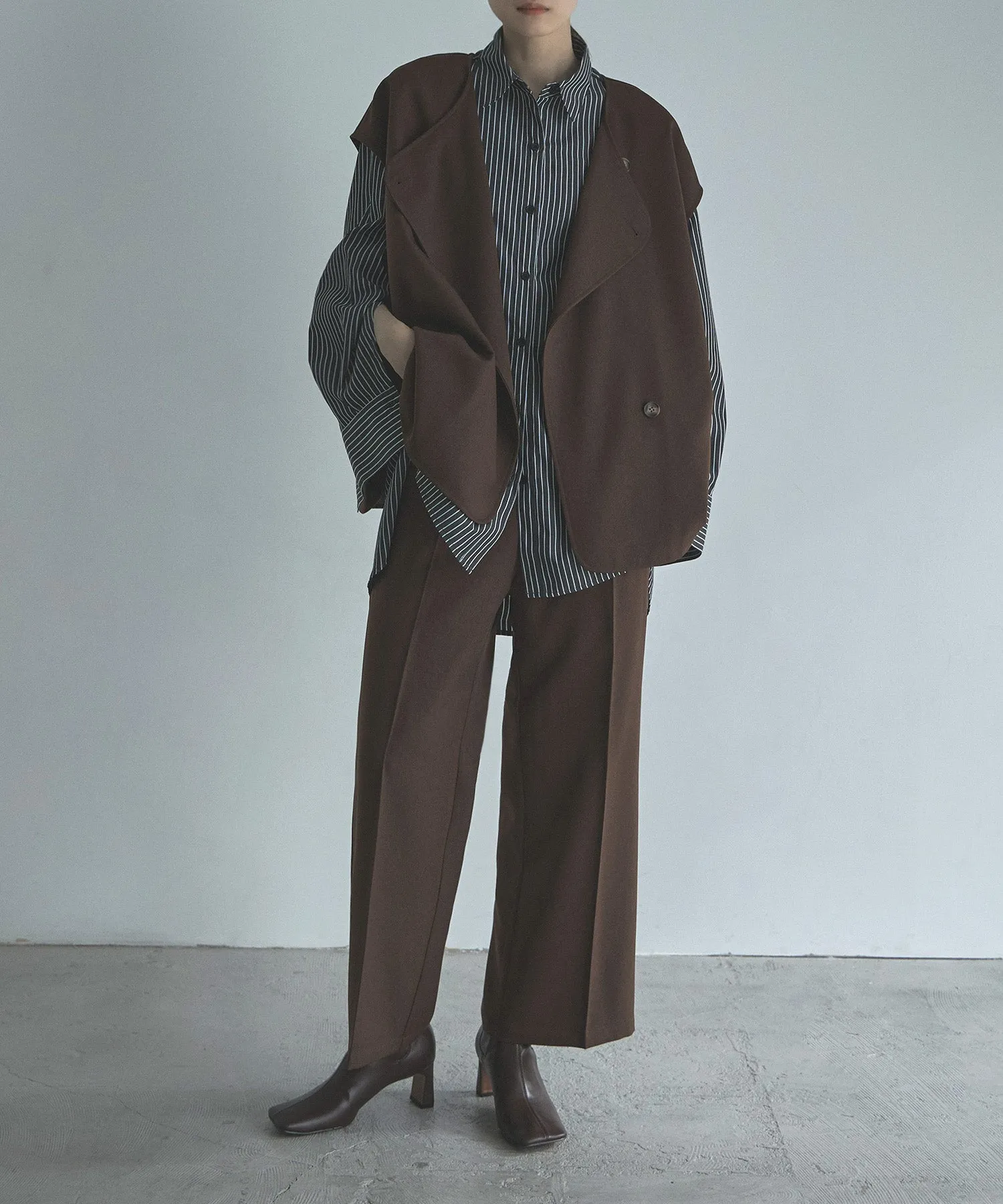 Wool like wide slacks pants