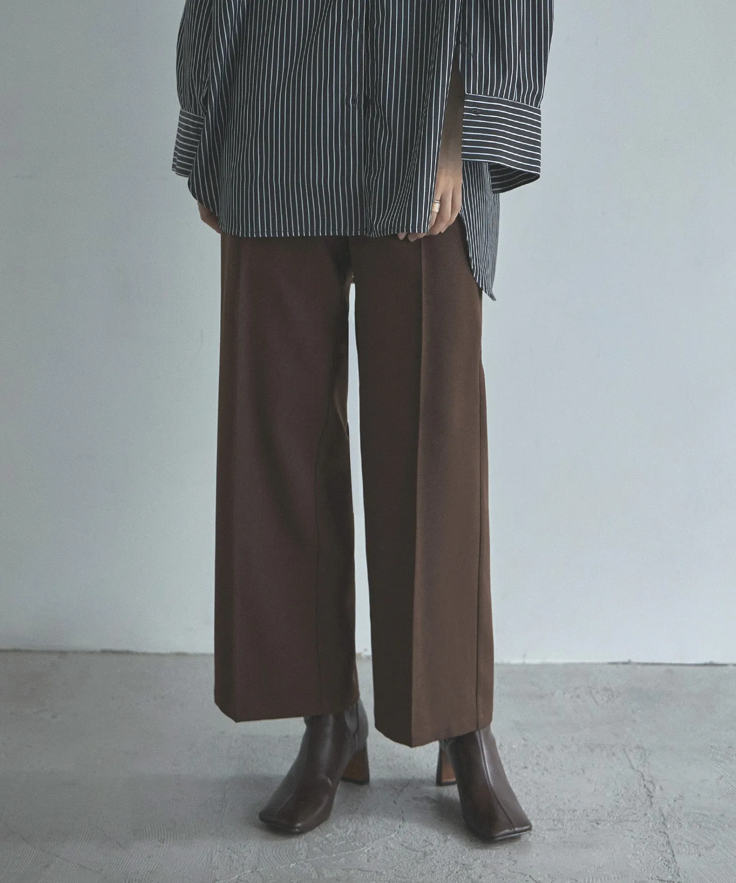 Wool like wide slacks pants