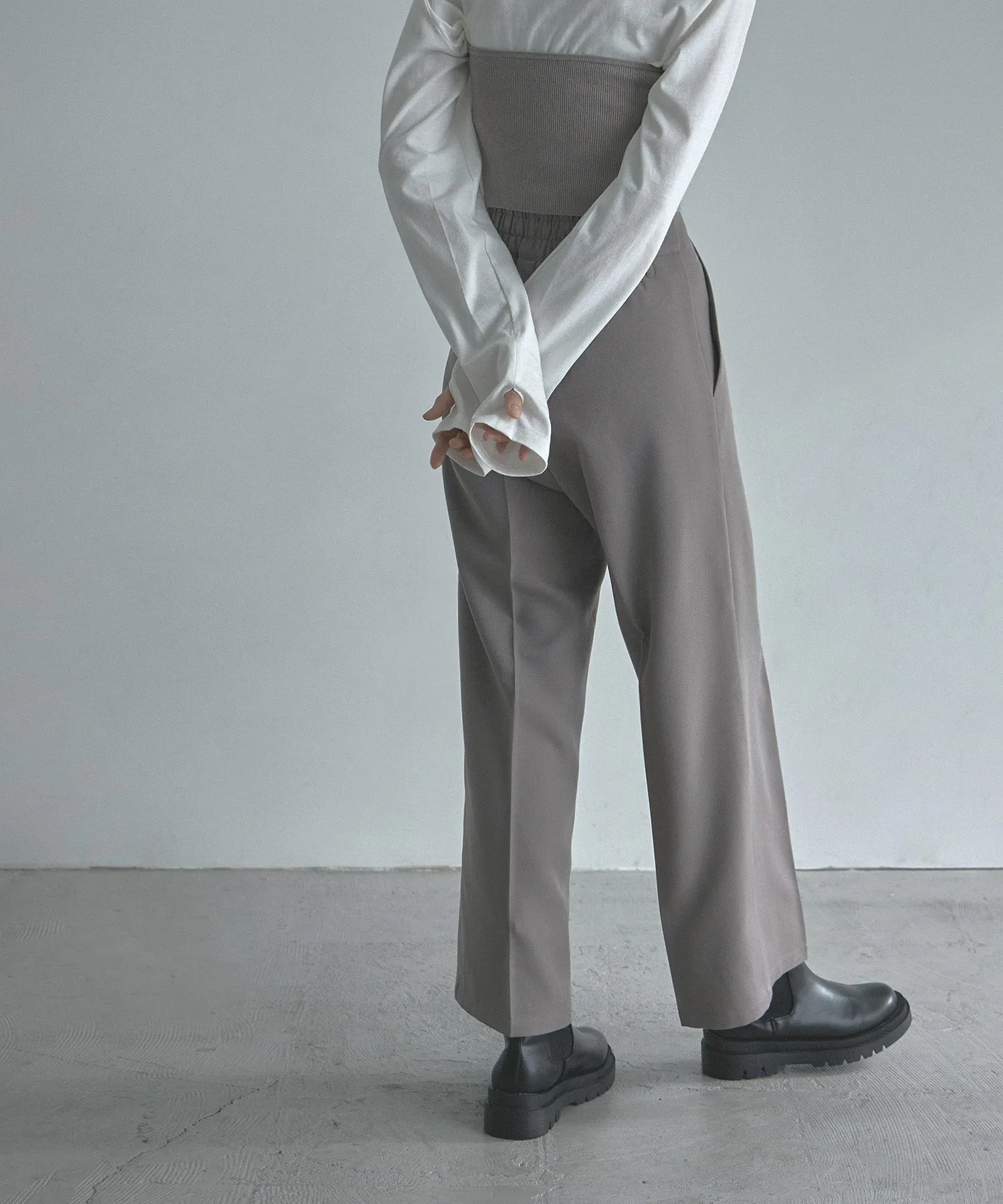Wool like wide slacks pants