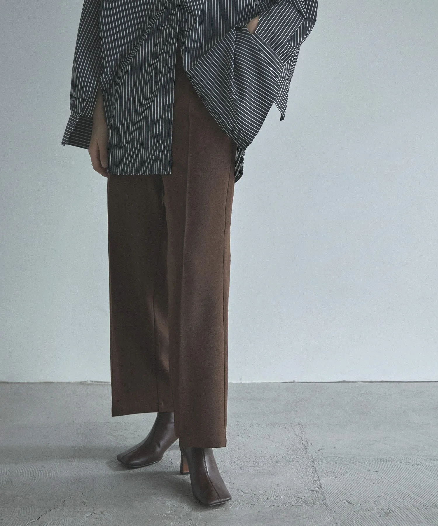 Wool like wide slacks pants