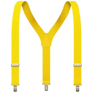 Yellow Slim Suspenders for Men & Women Boys & Girls Y-back Shape 1 inch wide
