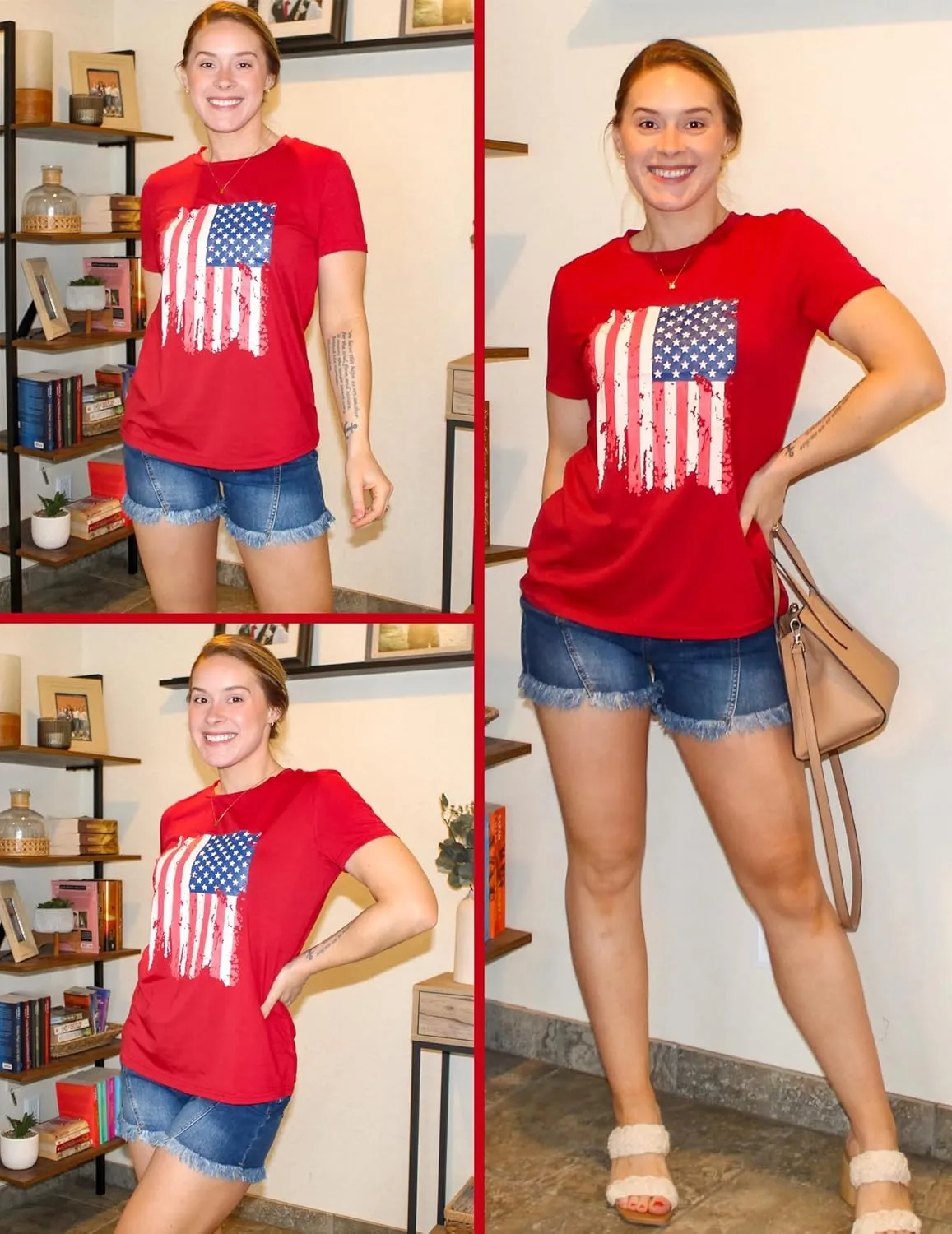 Zeagoo Flag Shirts Short Sleeve Patriotic Shirt 4th of July Tee