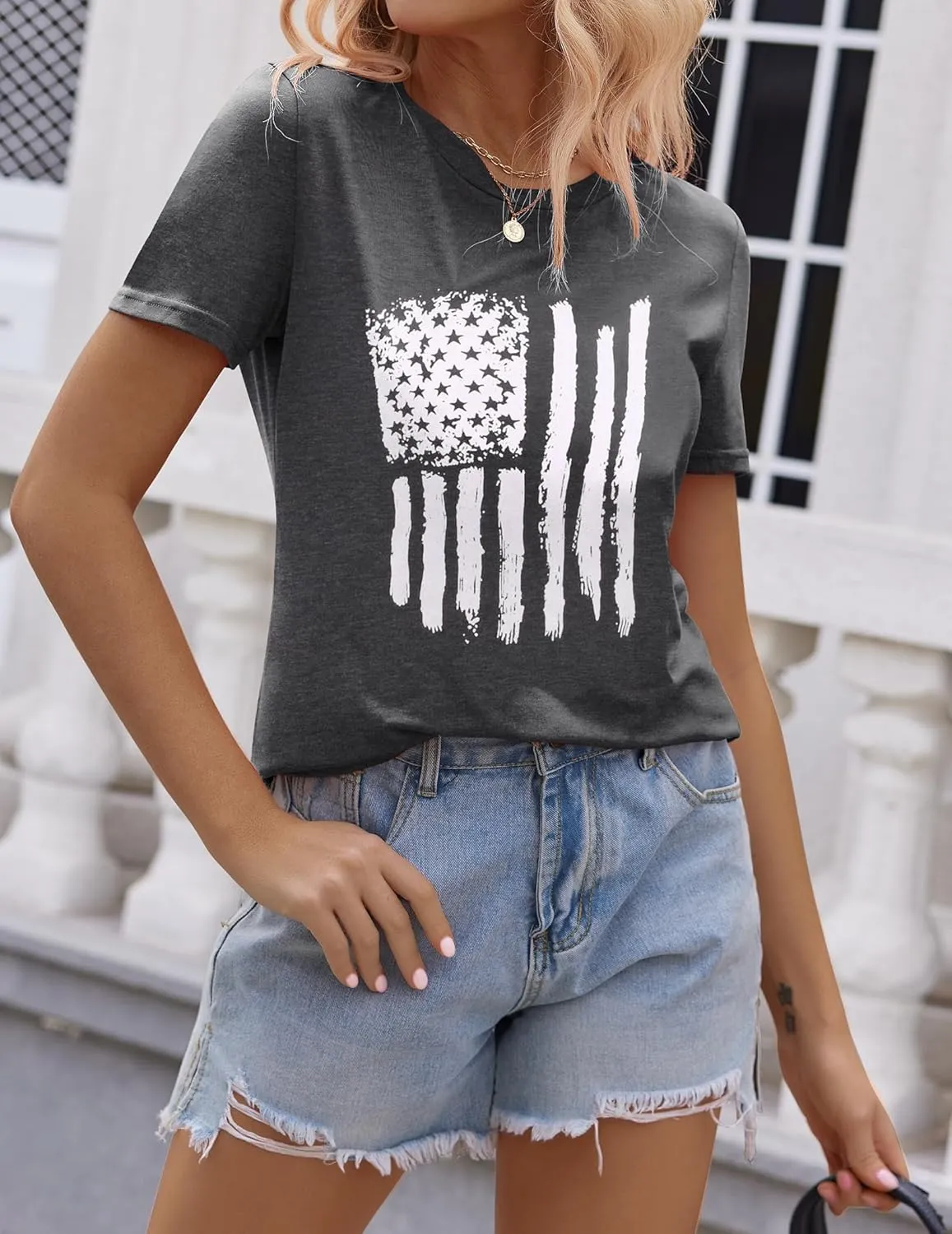 Zeagoo Flag Shirts Short Sleeve Patriotic Shirt 4th of July Tee