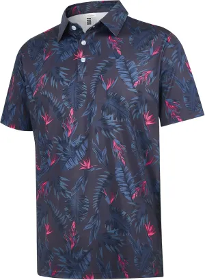 zeetoo Mens Golf Polo Shirt Hawaiian Polo Shirts for Men Moisture Wicking Dry Fit Soft Breathable Short Sleeve 4-Way Stretch