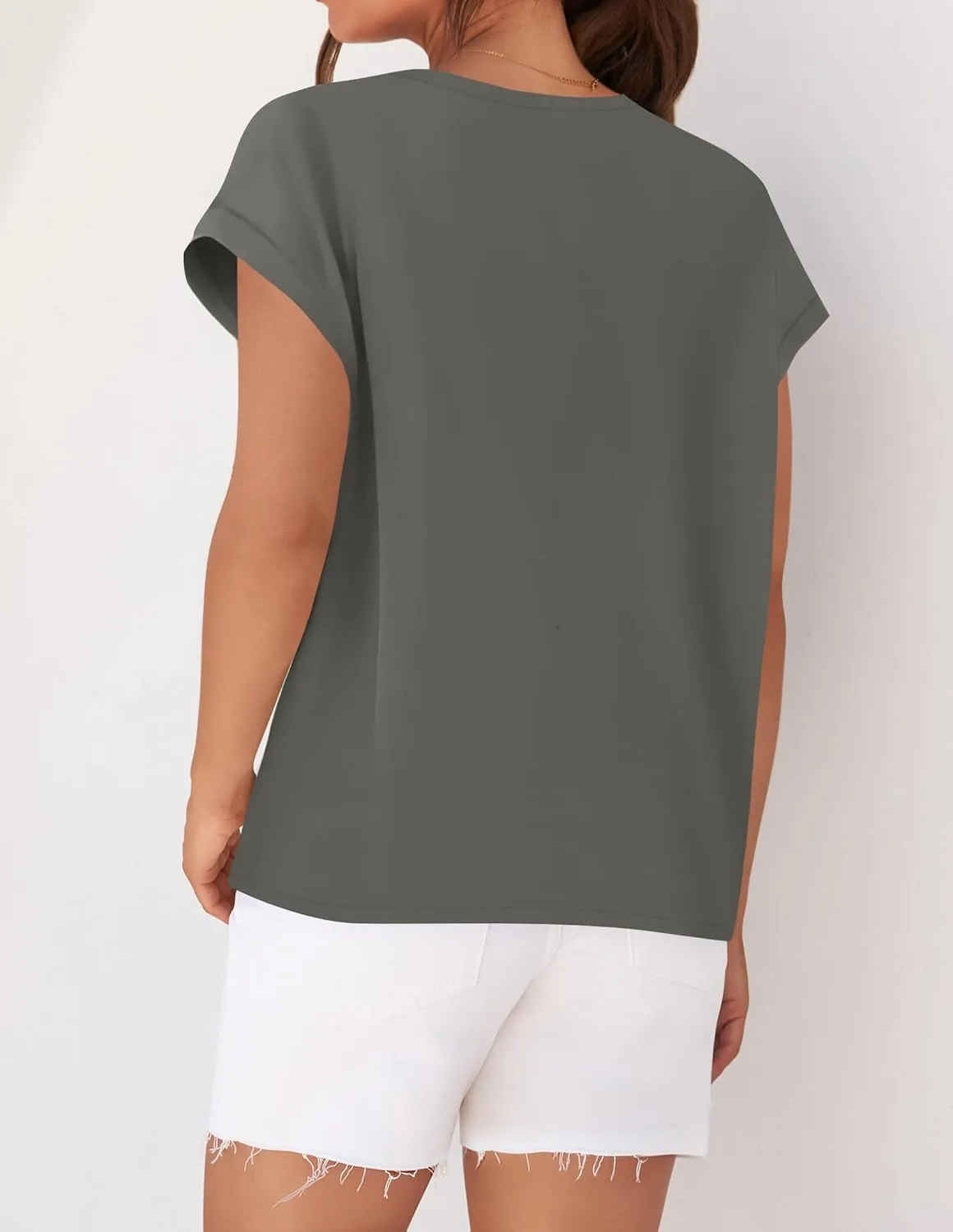 ZESICA Womens Summer Cap Sleeve Crewneck Tops Casual Loose Striped T-Shirts Basic Tees